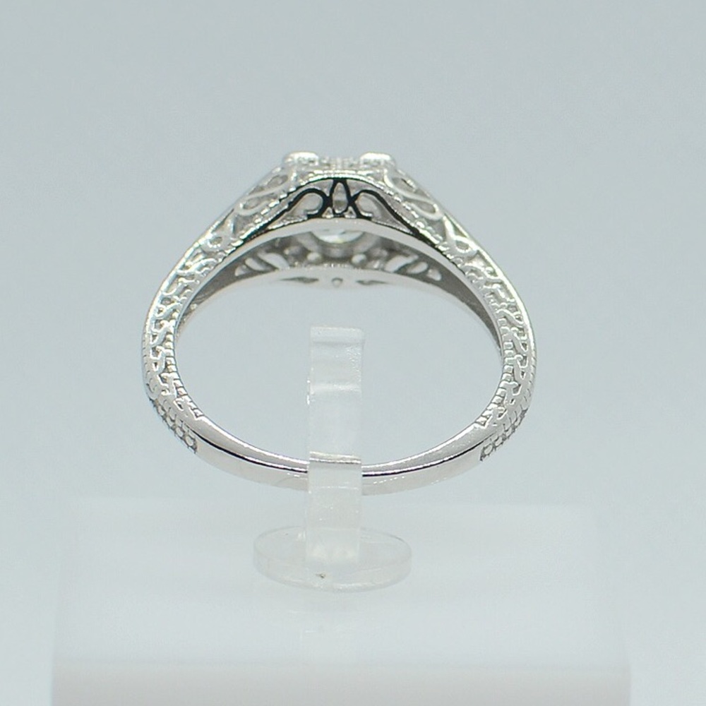 Antique .925 Sterling Silver Solitaire Ring - Picture 4 of 7